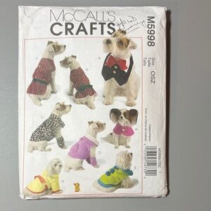 McCall's Crafts Dog Clothing Pattern M5998